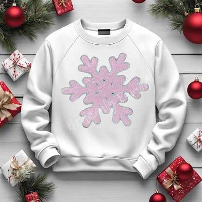 Snowflake Patch| Pink Sequins Snowflake Patch |  Vintage Christmas DIY Applique