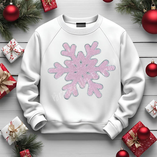 Snowflake Patch| Pink Sequins Snowflake Patch |  Vintage Christmas DIY Applique