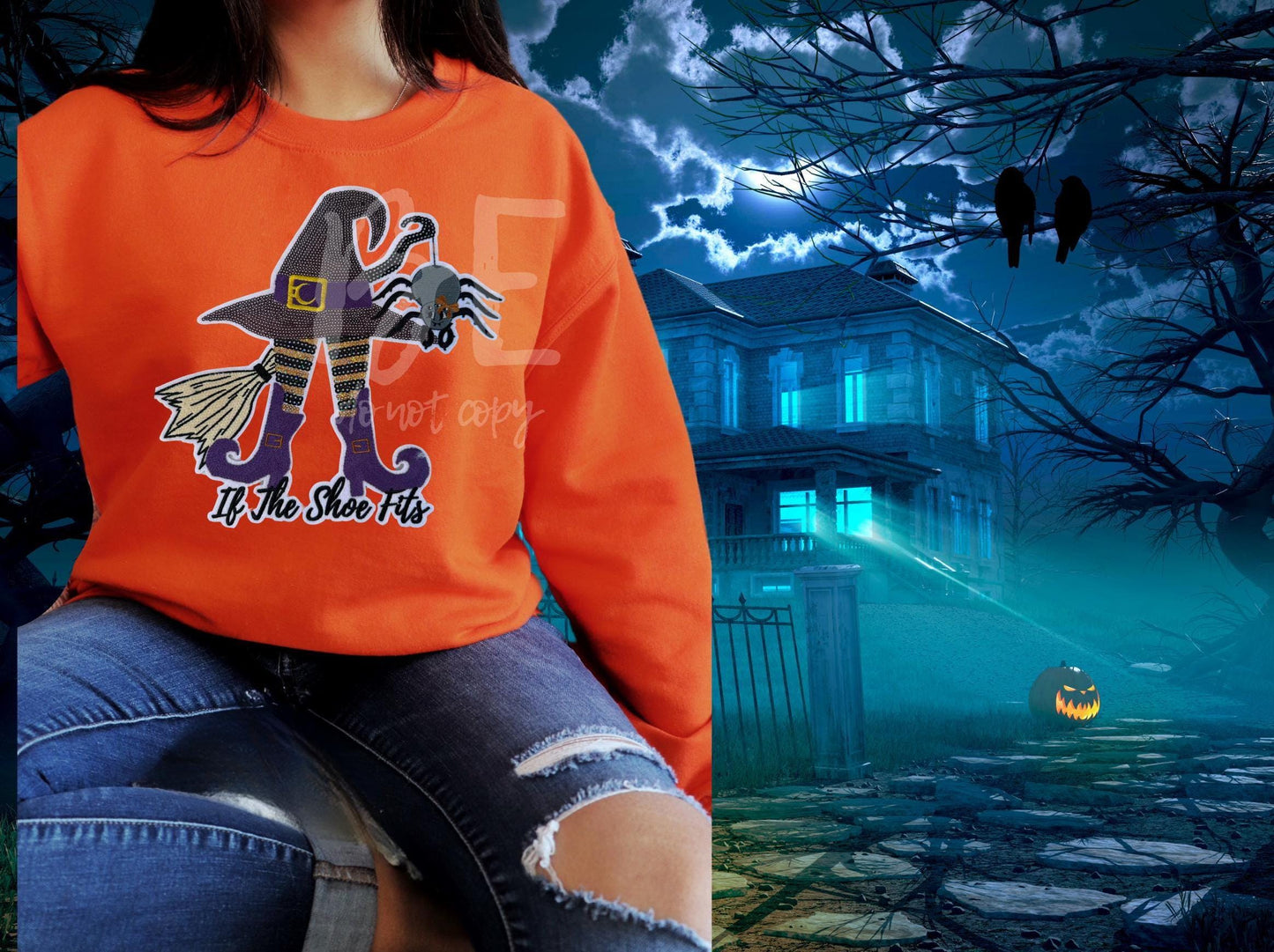 Halloween Patch Witch "If the Shoe Fits"  Sequins and Embroidery Patch