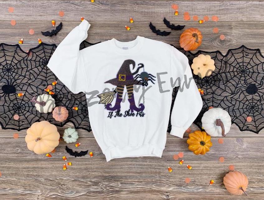 Halloween Patch Witch "If the Shoe Fits"  Sequins and Embroidery Patch