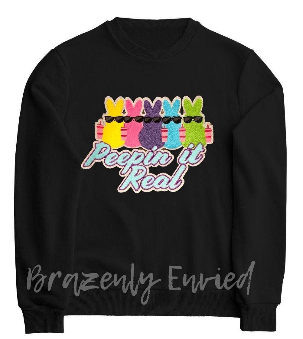 Easter Patch Peepin it Real Easter Chenille Patch Great Easter Shirt