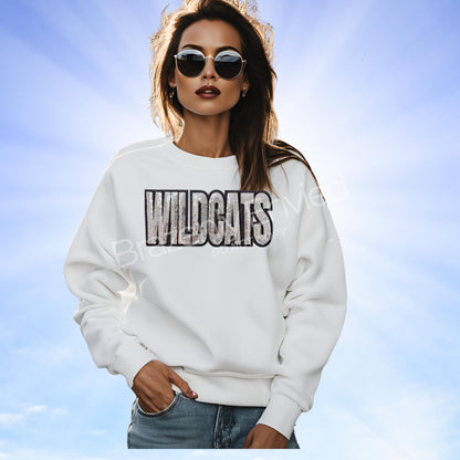 WILDCATS Patch| Silver Sequins with Black Glitter Backing