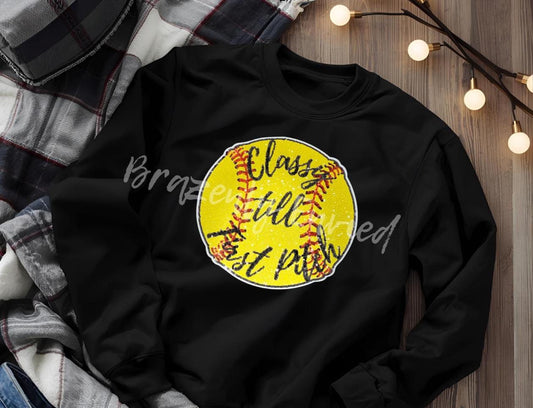 Softball Shirt Game Day Ready New Softball Sequins Patch  Great gift  "Classy Till First Pitch"Great Softball Mamas Great Sports Patch