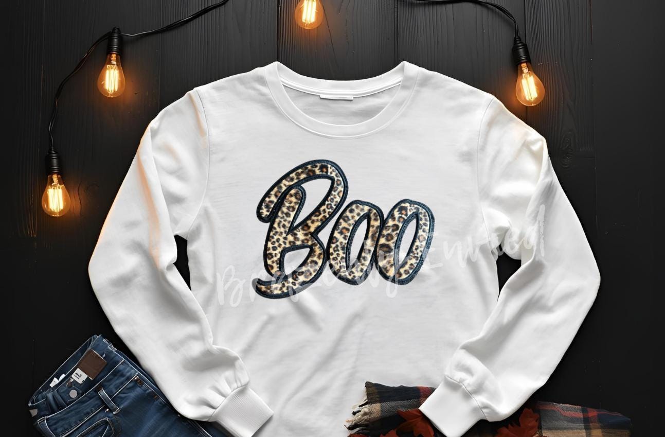 NEW Halloween Patch Boo /Ghost Leopard Print Patch