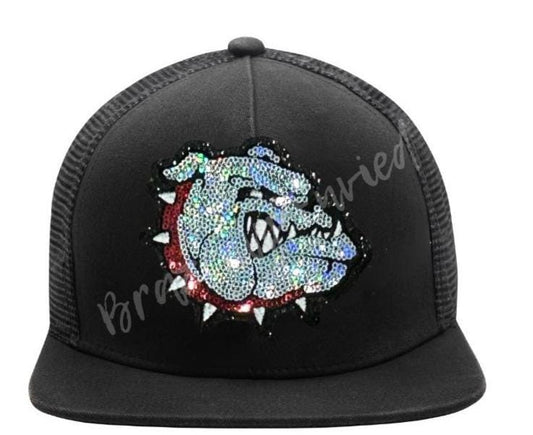 Bulldog Patch | Silver Sequins BULLDOG Patch with RED Sequins Collar | Hat Patch | DIY | Iron On | Game Day Patch