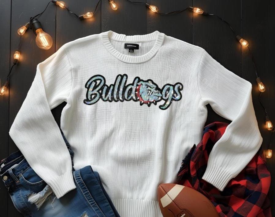 Bulldogs Patch | Silver Sequins with Red Collar Bulldogs Patch| GAME DAY ready| DIY | Iron On