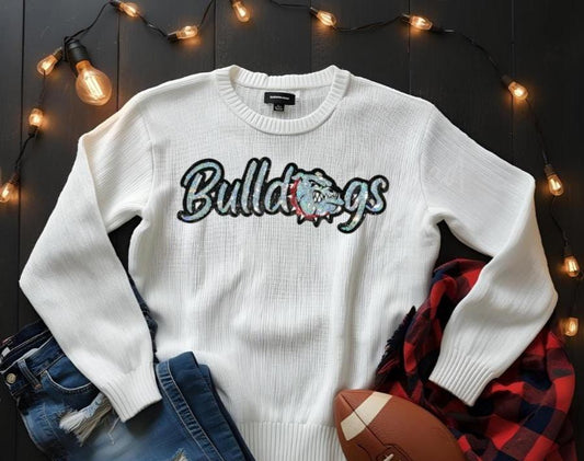 Bulldogs Patch | Silver Sequins with Red Collar Bulldogs Patch| GAME DAY ready| DIY | Iron On