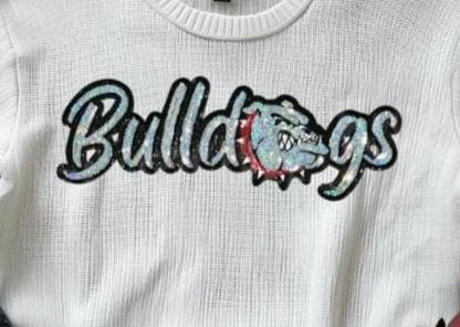 Bulldogs Patch | Silver Sequins with Red Collar Bulldogs Patch| GAME DAY ready| DIY | Iron On