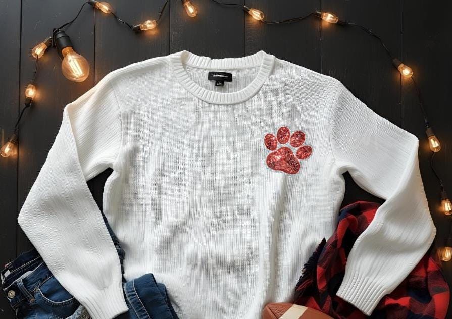 Paw Patch| RED Sequin with Silver Glitter backing Sequins PAW Patch| Hat Patches |Bulldogs Patch |Tiger patch| DIY | Iron On