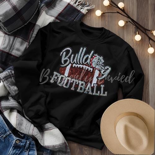 Bulldog Patch| BULLDOG FOOTBALL with Red Collar  | Iron On Patch Game Day Patch| Mascot Patch | Great Sports Patch