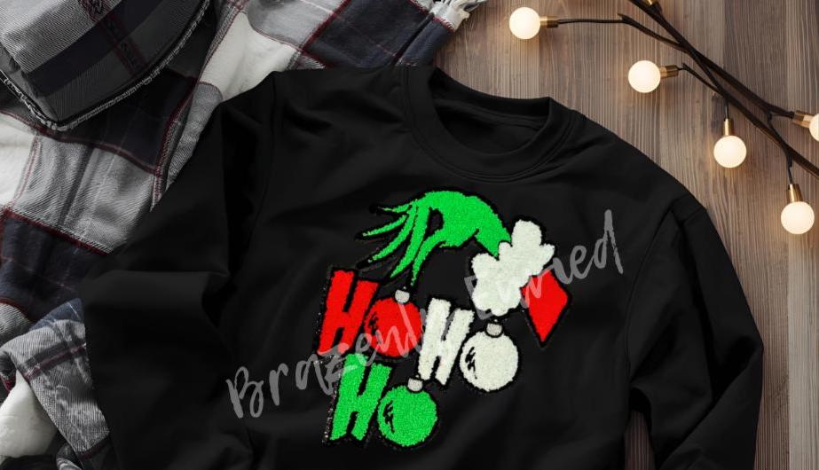 GRINCHY Ho Ho Ho Patch  Chenille Patch  -  Be classy and Sassy with this awesome Patch