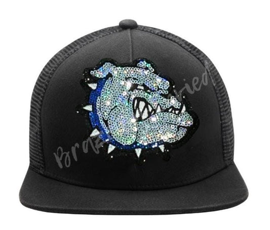 Bulldog Patch | Silver Sequins BULLDOG Patch with Sequins Collar | Hat Patch | DIY | Iron On | Game Day Patch