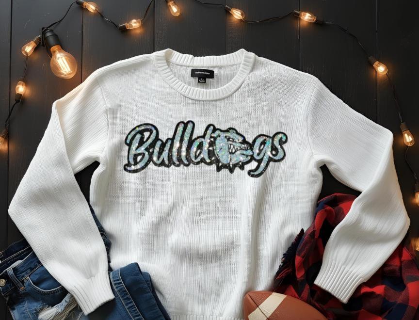 Bulldogs Patch | Silver Sequins with Black Collar Bulldogs Patch| GAME DAY ready| DIY | Iron On