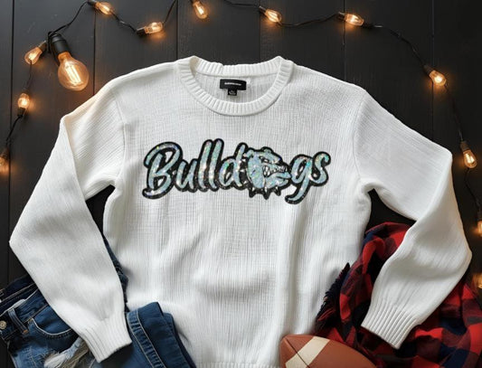 Bulldogs Patch | Silver Sequins with Black Collar Bulldogs Patch| GAME DAY ready| DIY | Iron On