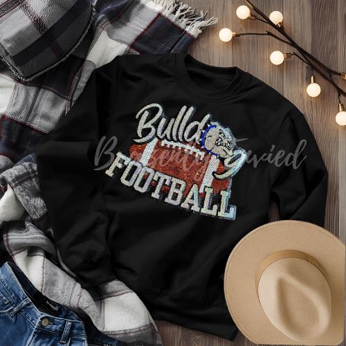 Bulldog Patch| BULLDOG FOOTBALL with Blue Collar  | Iron On Patch Game Day Patch| Mascot Patch | Great Sports Patch