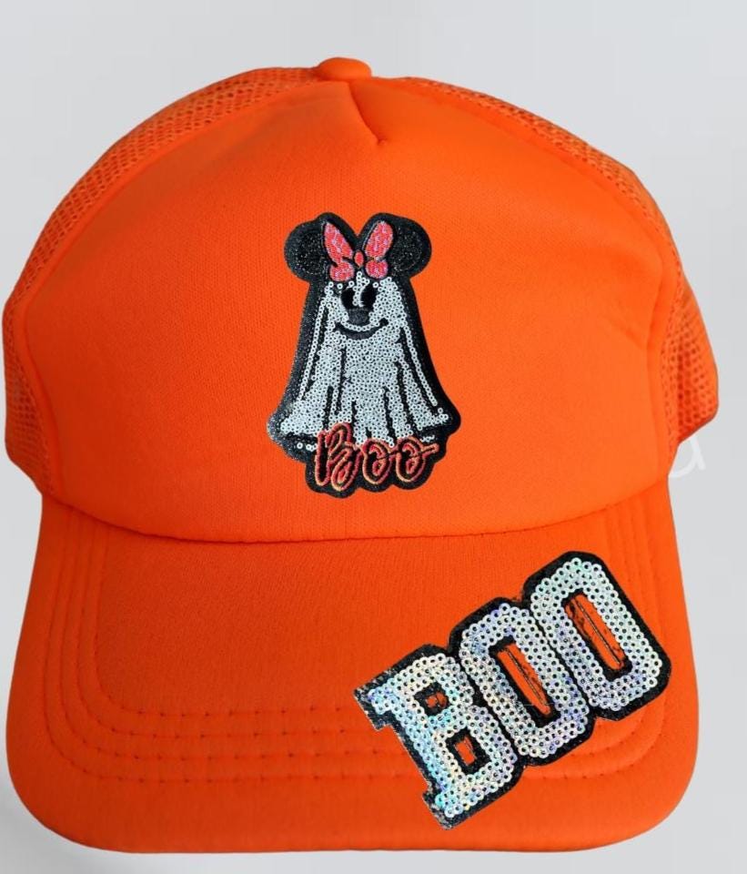 Hat Patch Ghost with Bow Sequins Patch