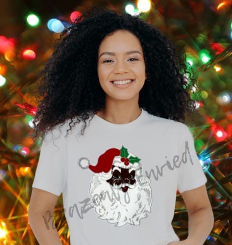 Santa Patch | African American Red Hat Santa Chenille Patch