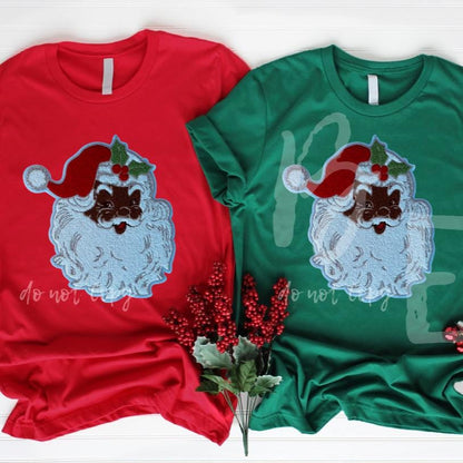 Santa Patch | African American Red Hat Santa Chenille Patch