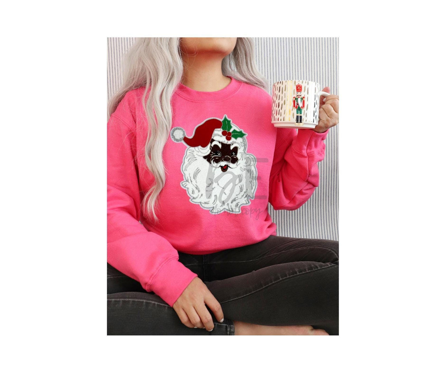 Santa Patch | African American Red Hat Santa Chenille Patch