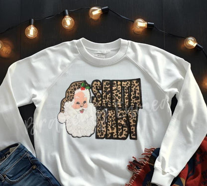 Santa Patch | Leopard Santa Baby Patch| Iron On Patch | Christmas  Patch | Christmas Apparel