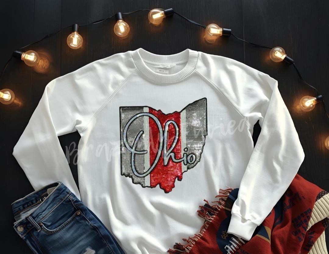 Ohio Patch| Ohio Sequins Patch |State of Ohio Script Sequins Patch