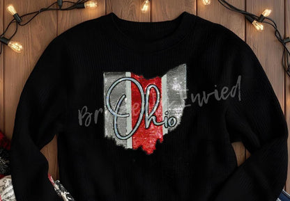 Ohio Patch| Ohio Sequins Patch |State of Ohio Script Sequins Patch