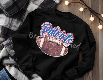Patriots Football Patch- Sequins Patriots Patch  Great School Patch