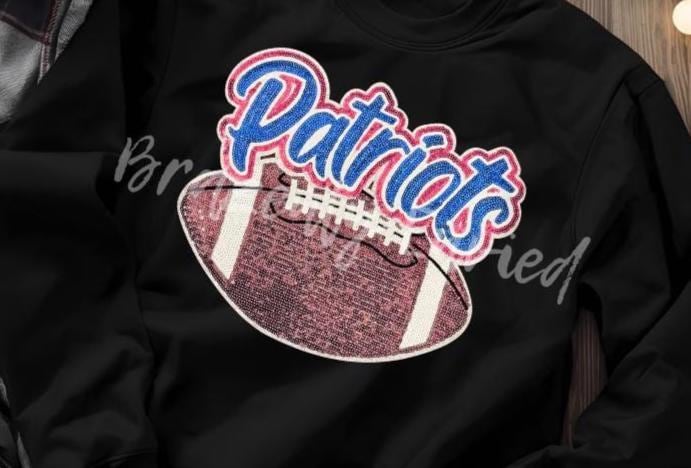 Patriots Football Patch- Sequins Patriots Patch  Great School Patch