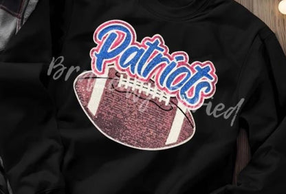 Patriots Football Patch- Sequins Patriots Patch  Great School Patch