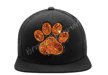 Paw Patch| Orange Sequin with Black Glitter backing Sequins PAW Patch| Hat Patches |Bulldogs Patch |Tiger patch| DIY | Iron On