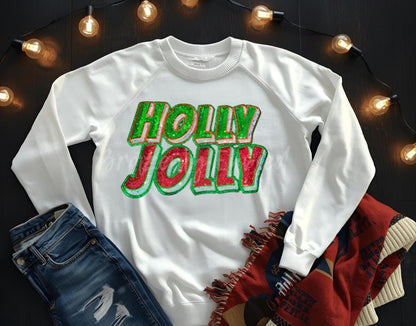 Holly Jolly Patch | Pink/Green /Silver Sequins Patch with Green Glitter Backing