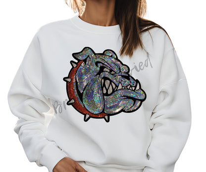 Bulldog Patch  Bulldog Terrier with Orange Collar Iron On Applique