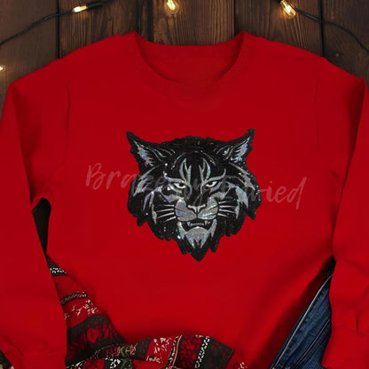 WILDCAT Patch| Silver and Black Sequins with Black Glitter Backing