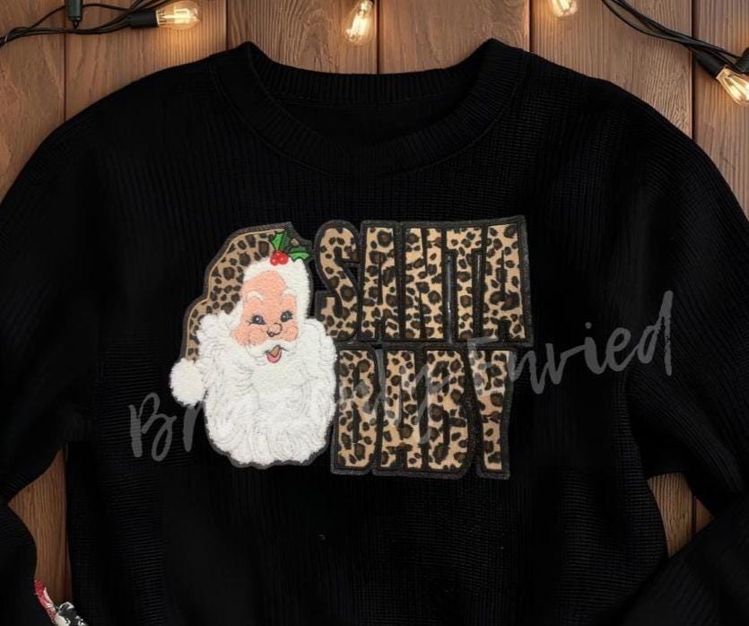 Santa Patch | Leopard Santa Baby Patch| Iron On Patch | Christmas  Patch | Christmas Apparel