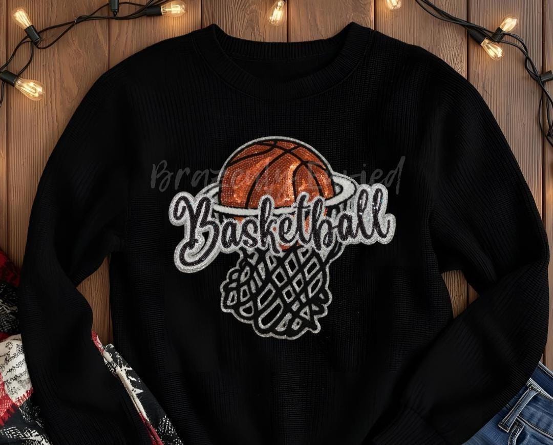 Sequin Basketball Patch | Chenille Hoop Iron On Applique