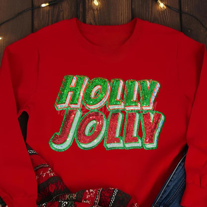 Holly Jolly Patch | Red/Green /Silver Sequins Patch