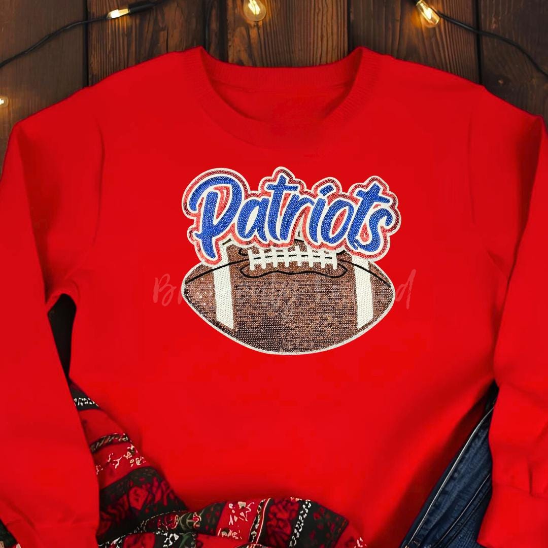Patriots Football Patch- Sequins Patriots Patch  Great School Patch