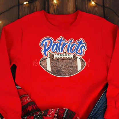 Patriots Football Patch- Sequins Patriots Patch  Great School Patch