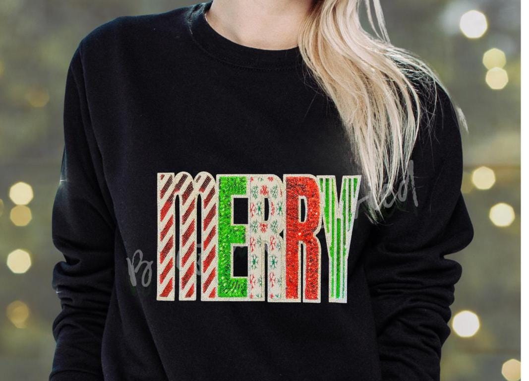 Merry Patch | Sequins and Embroidered Christmas Holiday Iron On Applique