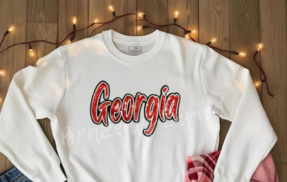 Georgia Patch | Sequins Patch |Red Sequins  Letters with Black Glitter Backing