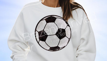Soccer Patch - Sequin Sports Iron On Applique (10.5" Diameter)