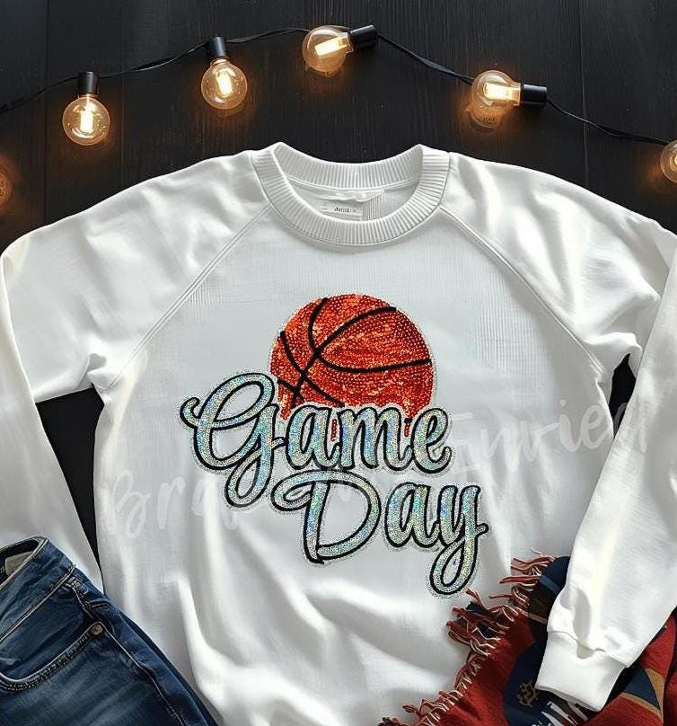 Basketball Patch Game day Iron on sequins applique