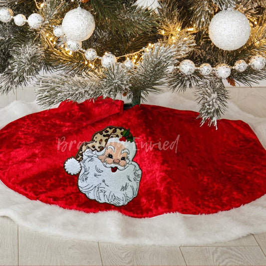 Santa Patch | Leopard Hat and Chenille Santa Face Christmas Patch