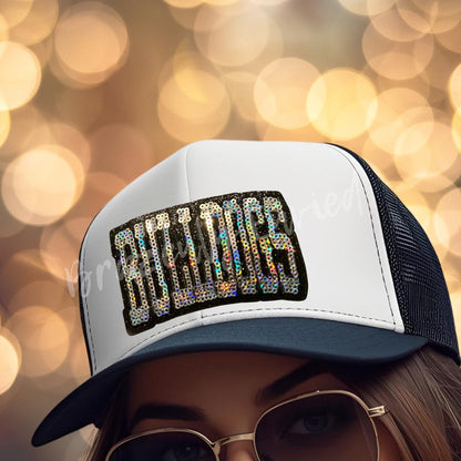 Bulldog Patch Silver and Black Small  Iron On Applique