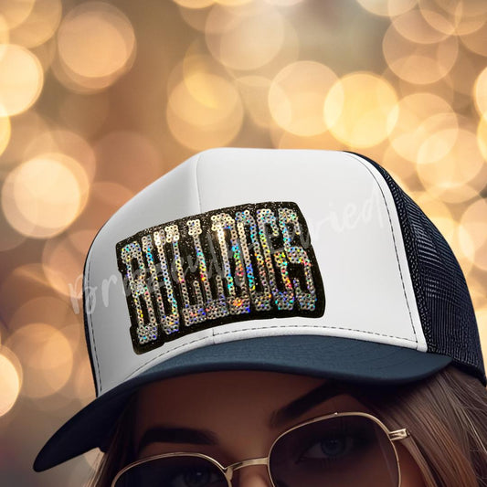 Bulldog Patch Silver and Black Small  Iron On Applique