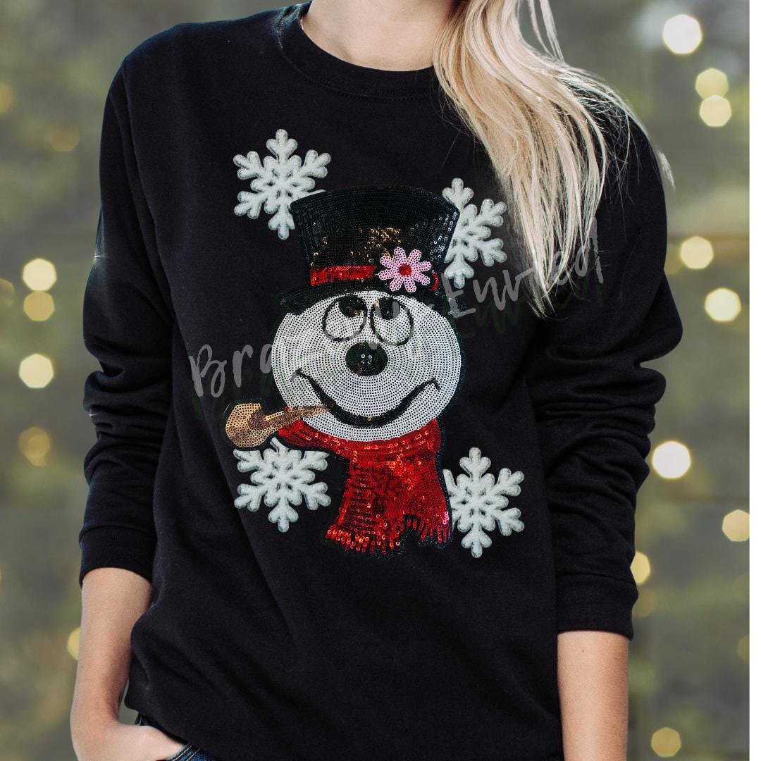 Snowman Patch |Sequins Christmas Patch| Iron On Patch | Very Shiny Sequins Christmas Patch @ 11.5"H x 7.25"W