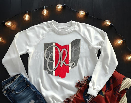 Ohio Patch| Ohio Chenille Patch |State of Ohio Script Chenille Iron On Applique