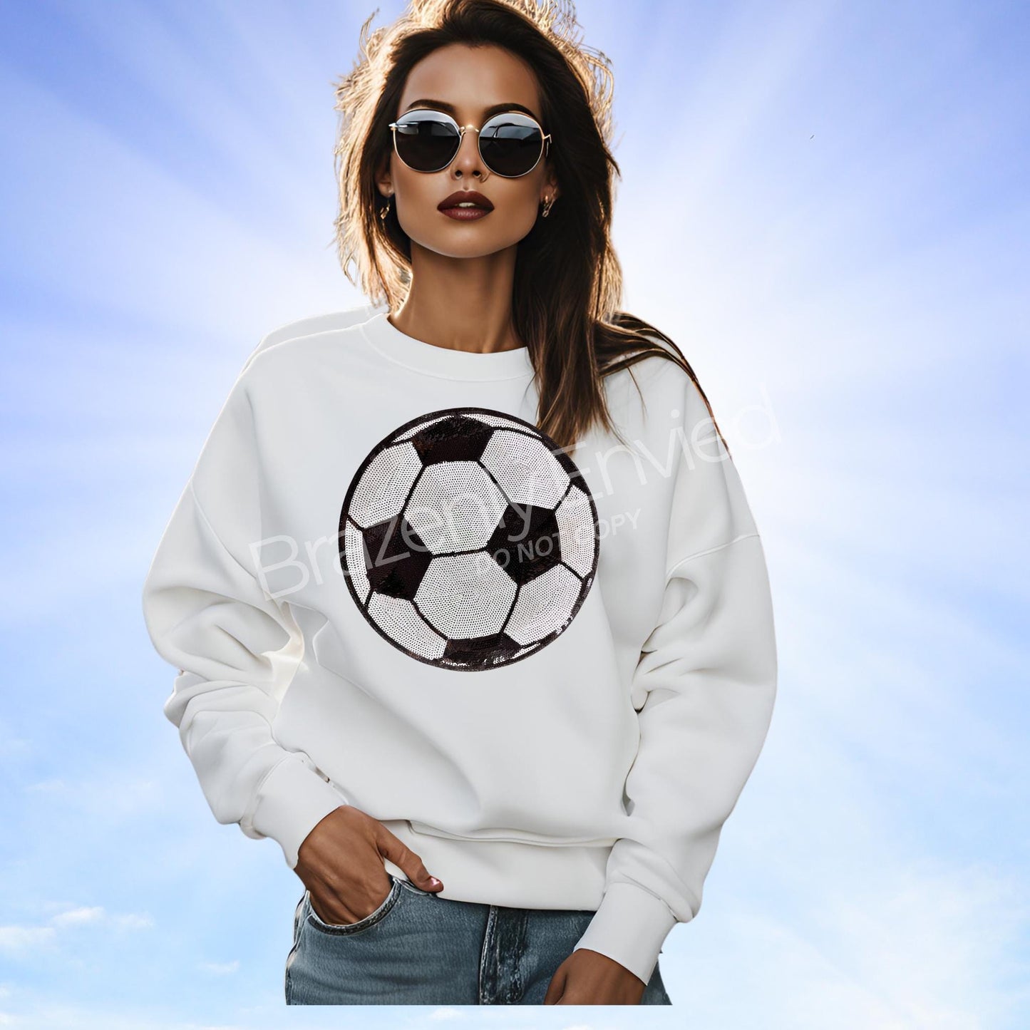 Soccer Patch - Sequin Sports Iron On Applique (10.5" Diameter)