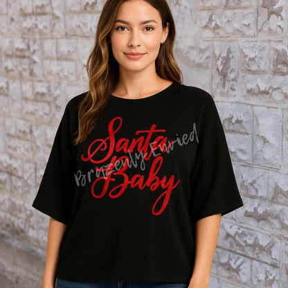 Santa IRON ON Santa Baby Patch FLUFFY Santa Baby Holiday Applique  Pressing Recommendations listed under description
