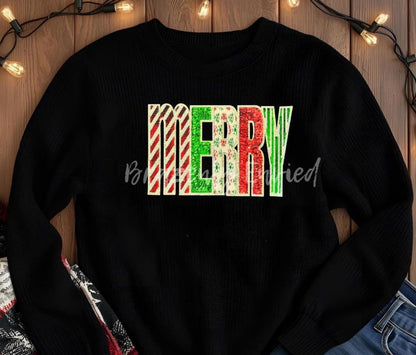 Merry Patch | Sequins and Embroidered Christmas Holiday Iron On Applique
